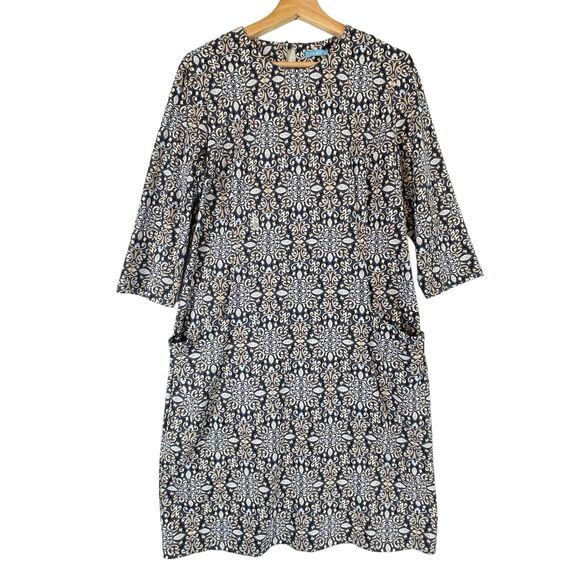 J McLaughlin Catalina Cloth Dress Knee Length Pockets WOMENS SIZE XL Navy Blue - Picture 1 of 11